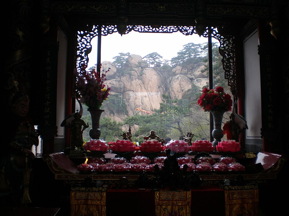 Qianshan mountain whose rock profile is said to resemble a seated Maitreya Buddha