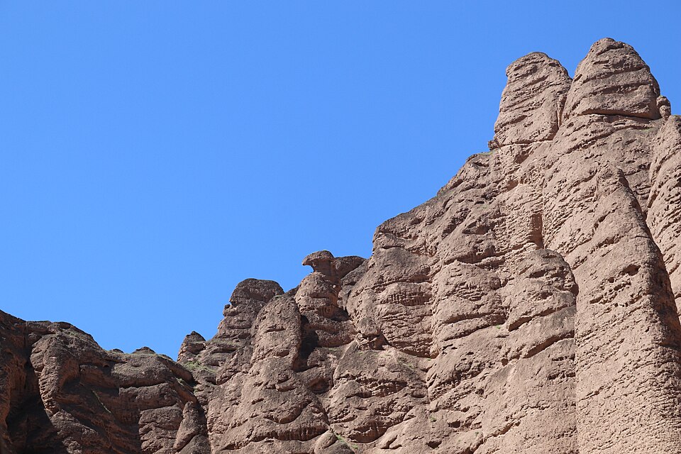 Narrow dry canyon walls in Yinmagou, Yellow River Stone Forest