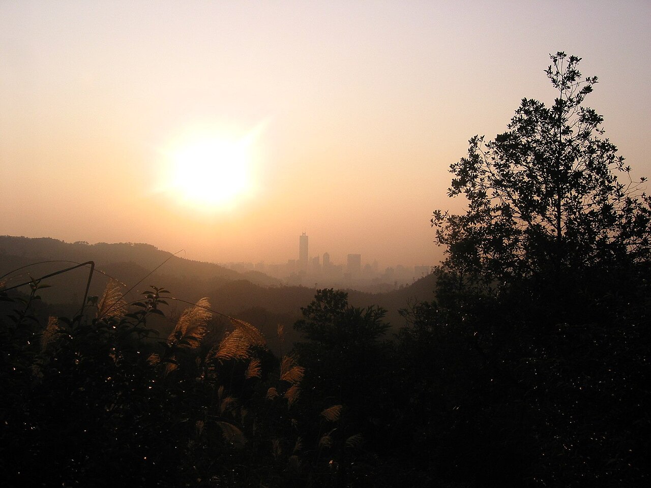 Guangzhou cityscape seen from Baiyun Mountain