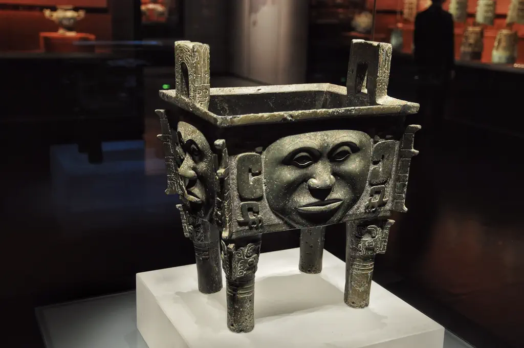 A Shang-dynasty bronze vessel with human-face motifs in the Hunan Museum