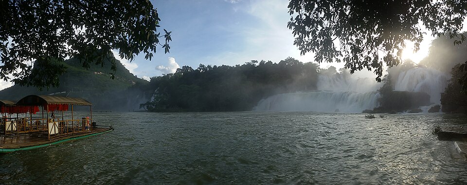 Panorama of Detian and Ban Gioc waterfalls