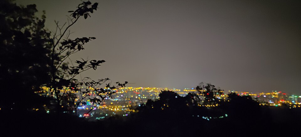 Night view over Chuzhou city from a hilltop