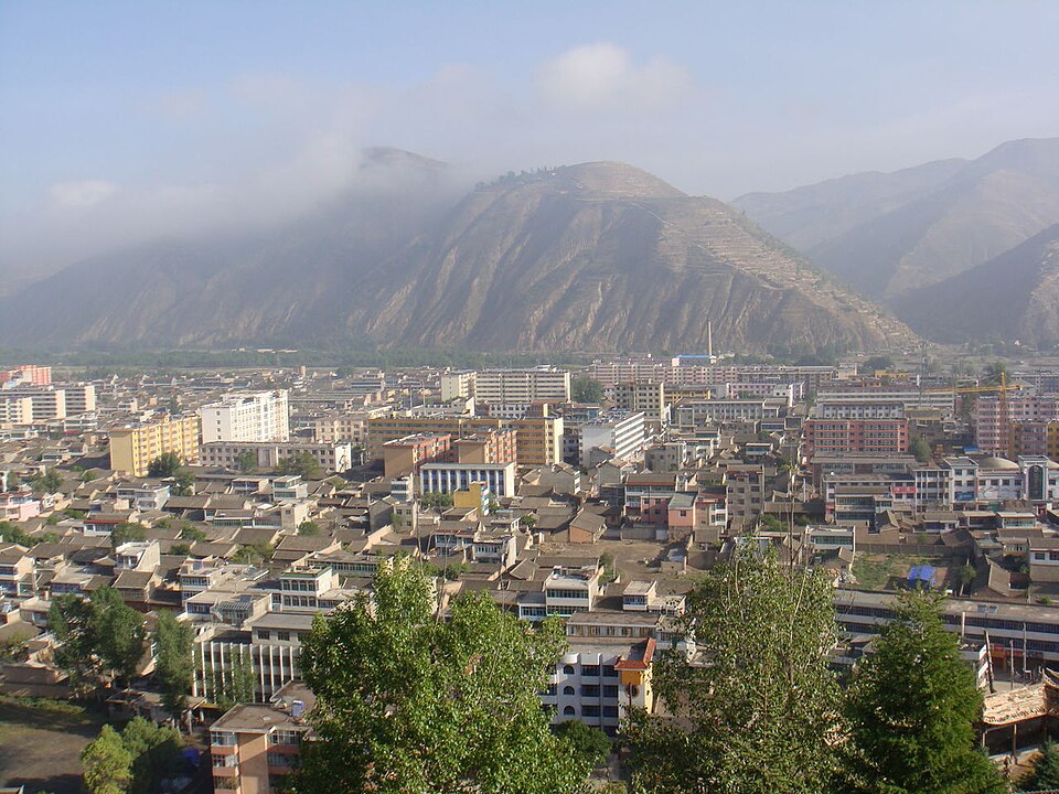 Minyang town and hills in Dingxi prefecture Gansu