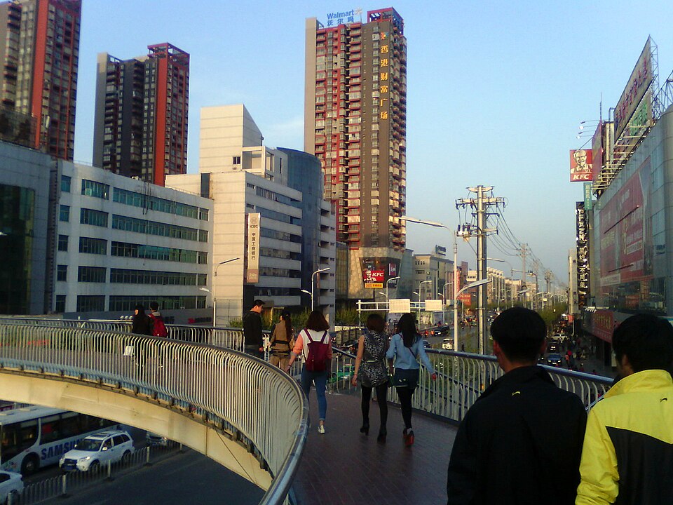 Downtown pedestrian walkway in Fuyang Anhui