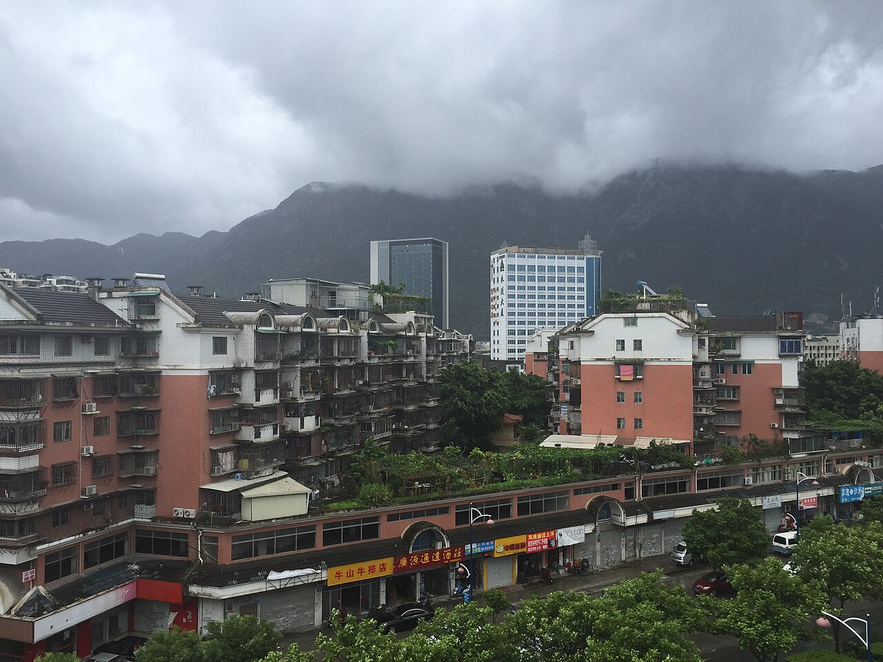 Fuzhou urban skyline under cloudy sky