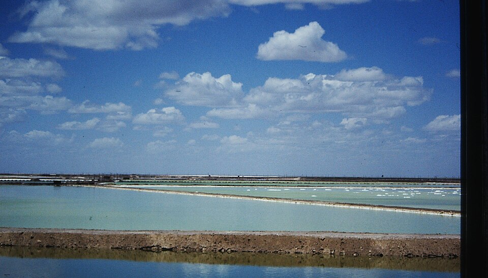 Salt harvesting landscape near Golmud Qinghai
