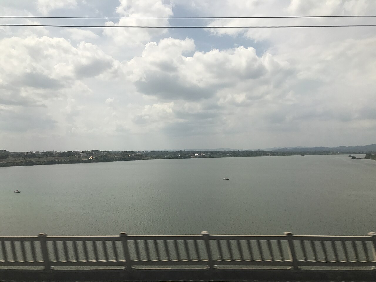 The Xiang River near Hengyang seen from a high-speed train window