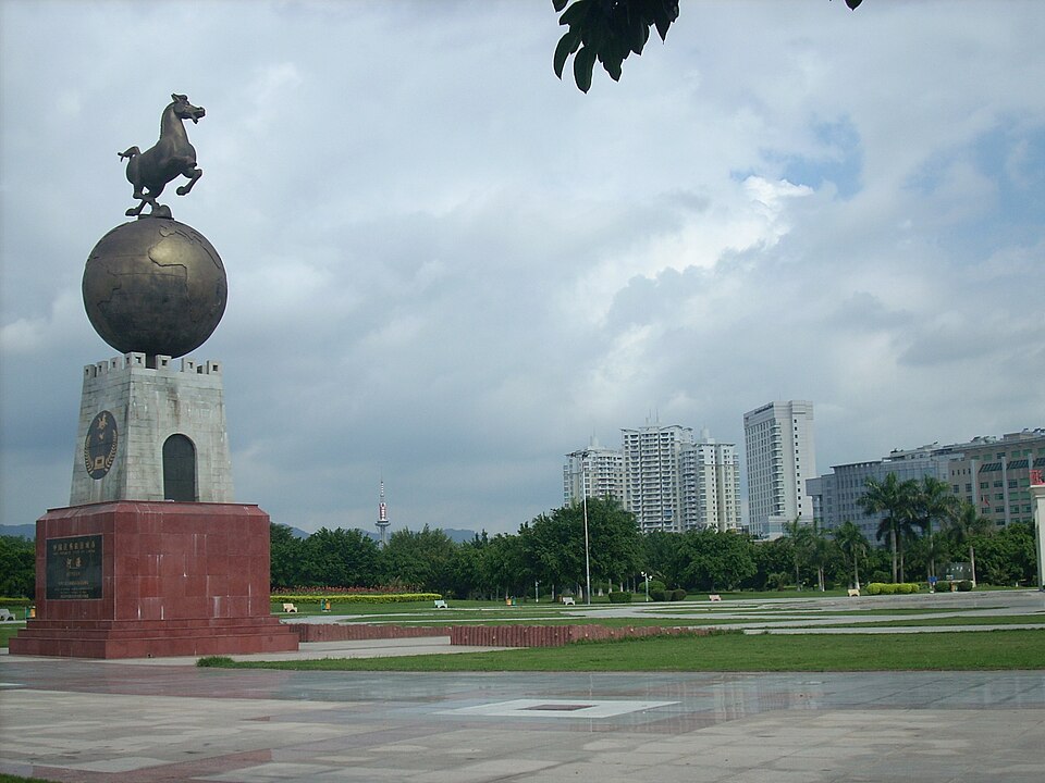 Cultural plaza in central Heyuan beside the Dongjiang riverfront