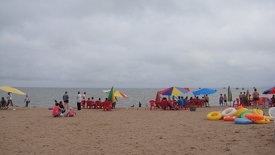 Sandy Xingcheng beach on the Bohai Sea coast, Huludao