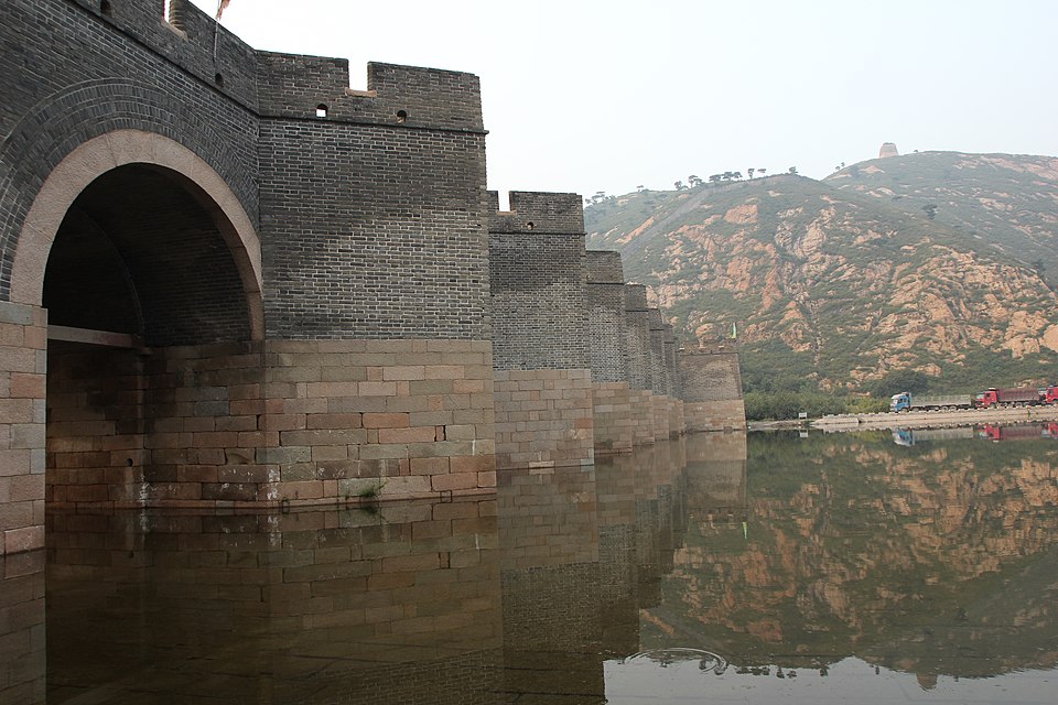 Jiumenkou Great Wall crossing the river on stone arches near the Hebei border