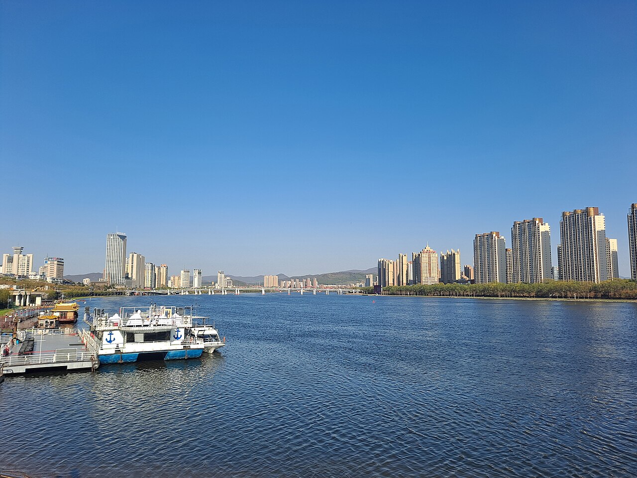 The Songhua River flowing through Jilin City