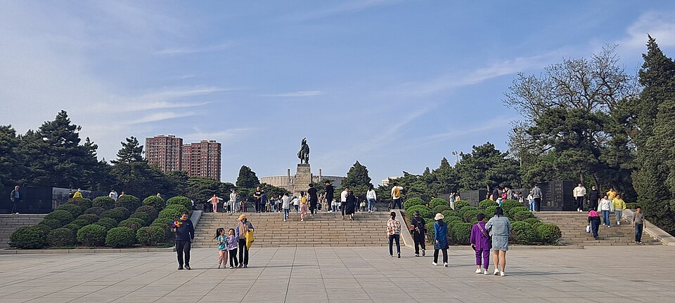Wide plaza and monument in the Liaoshen Campaign Memorial park, Jinzhou