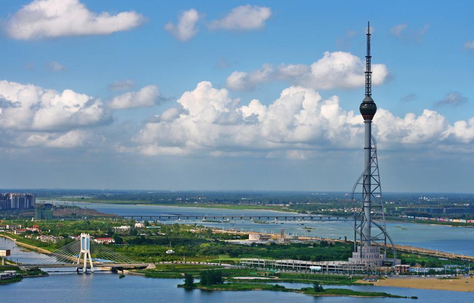 Linyi television tower rising above the city