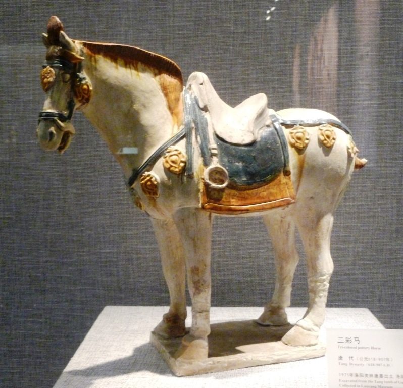A Tang dynasty sancai glazed pottery horse in the Luoyang Museum