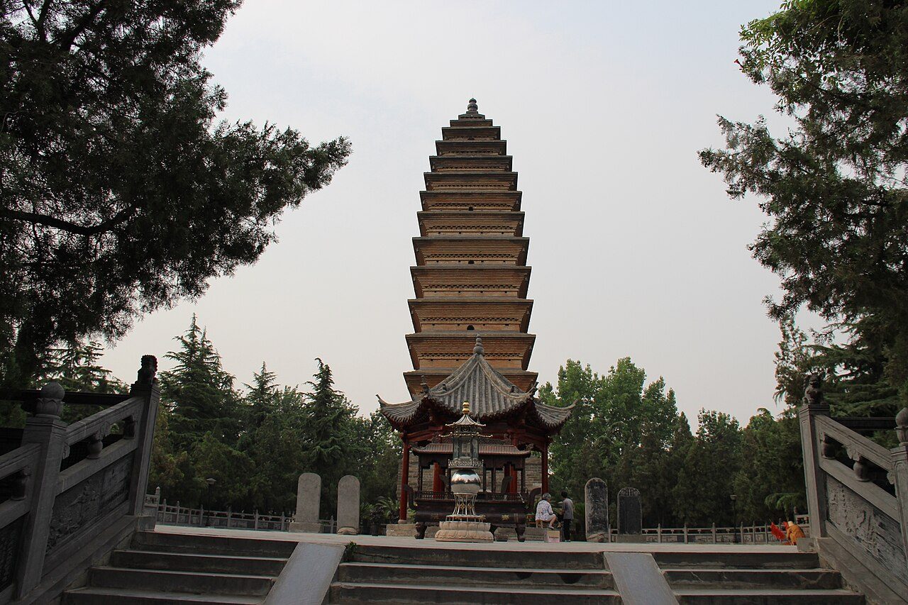 The square brick Qiyun Pagoda at White Horse Temple