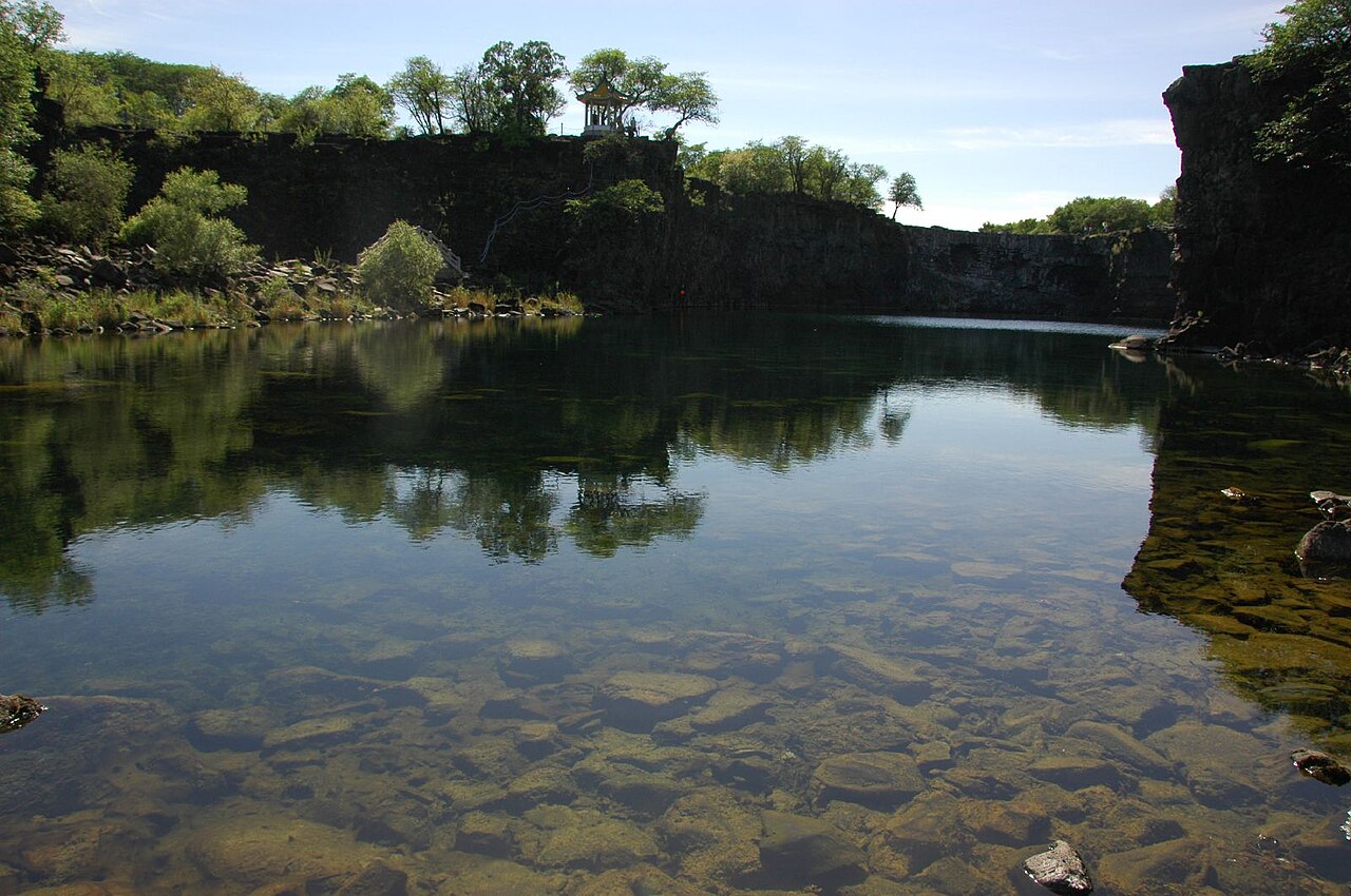 Jingpo Lake forested shore view