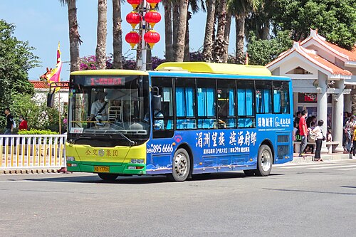 Island bus near the entrance to Meizhou Mazu ancestral temple