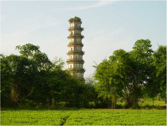 Wenfeng Pagoda by the river in Yingde, Qingyuan