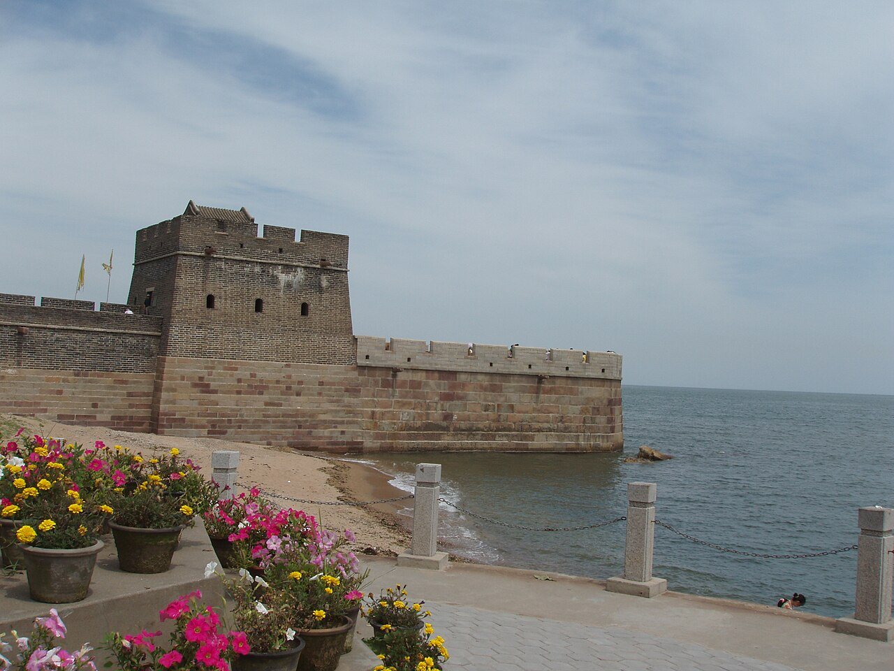 Jinglu Platform watchtower at the tip of Old Dragon Head above the sea
