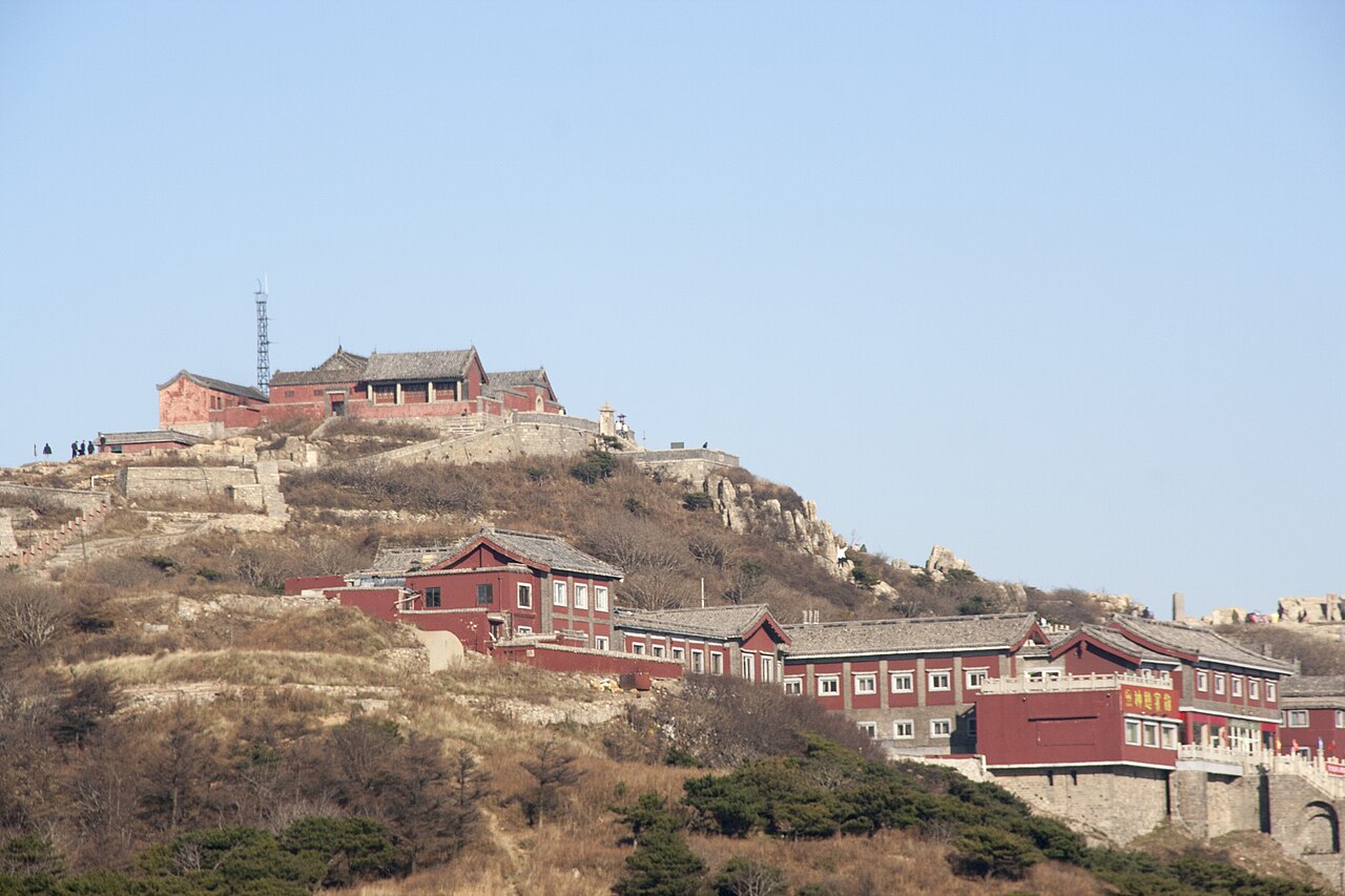 Jade Emperor Temple and stone markers on the summit of Mount Tai