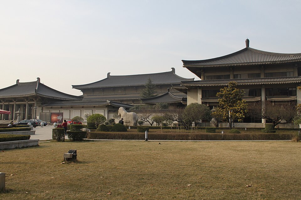 Display cases in a gallery of the Shaanxi History Museum