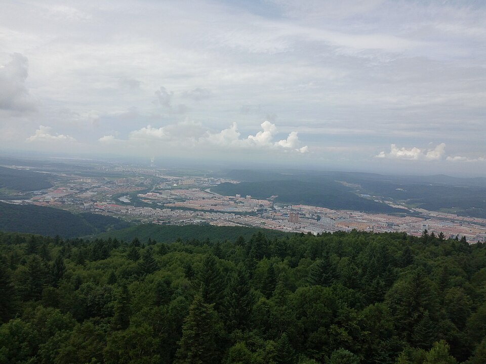 City view from Xing'an Tower in Yichun Heilongjiang