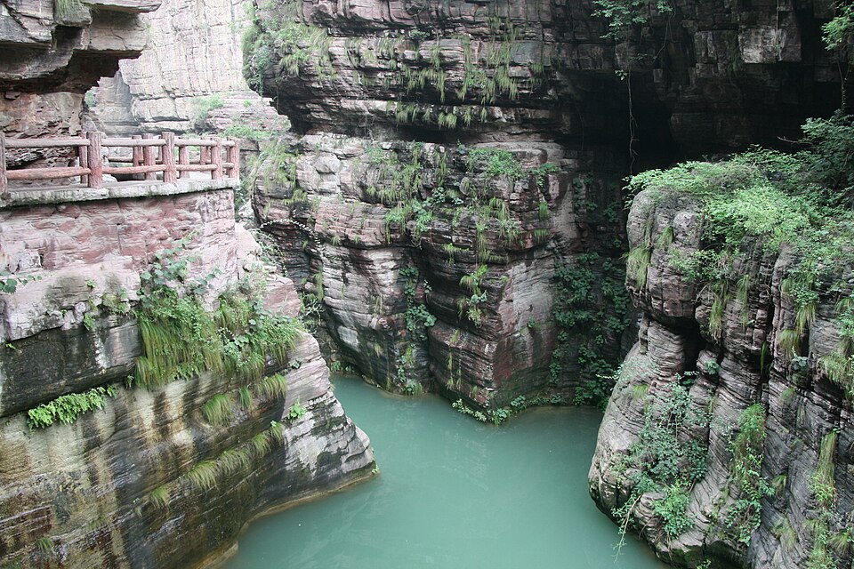 Hongshi Gorge red cliffs near Yulin Shaanxi
