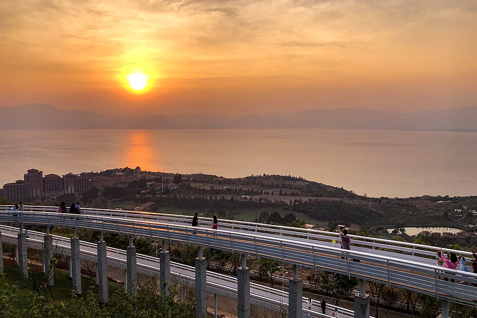 Sunset colors over Fuxian Lake Yuxi