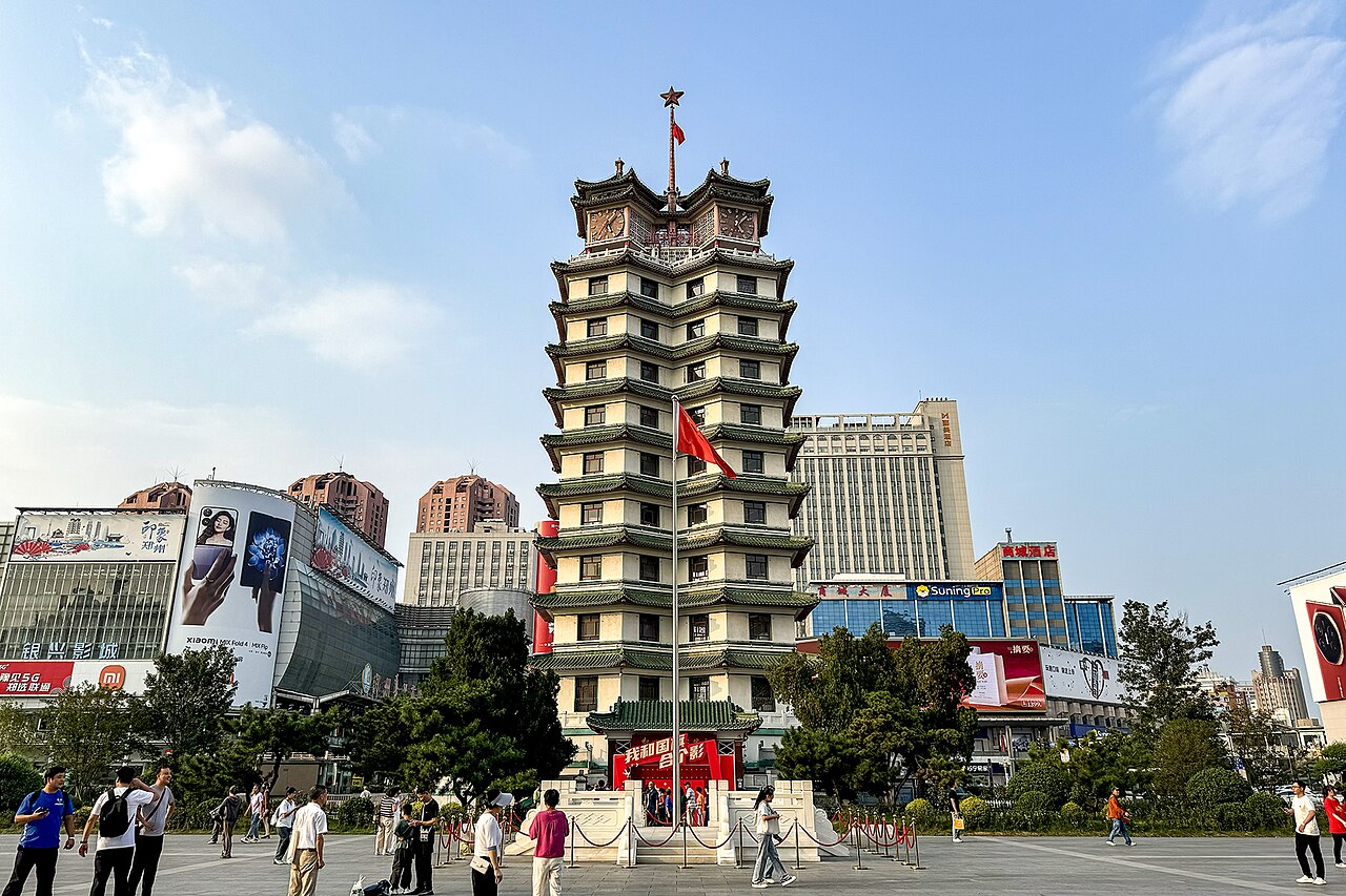 the Erqi Memorial Tower in Erqi Square
